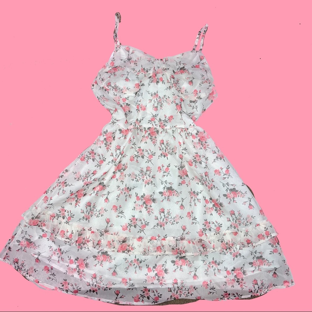 White Floral Flowy Cute Dress